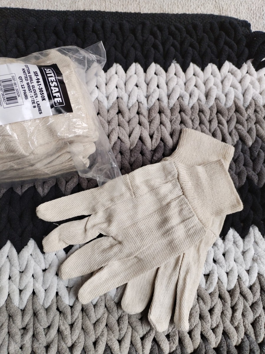 Sitesafe Cotton Drill Gloves Ladies Knitted Wrist Size New UK