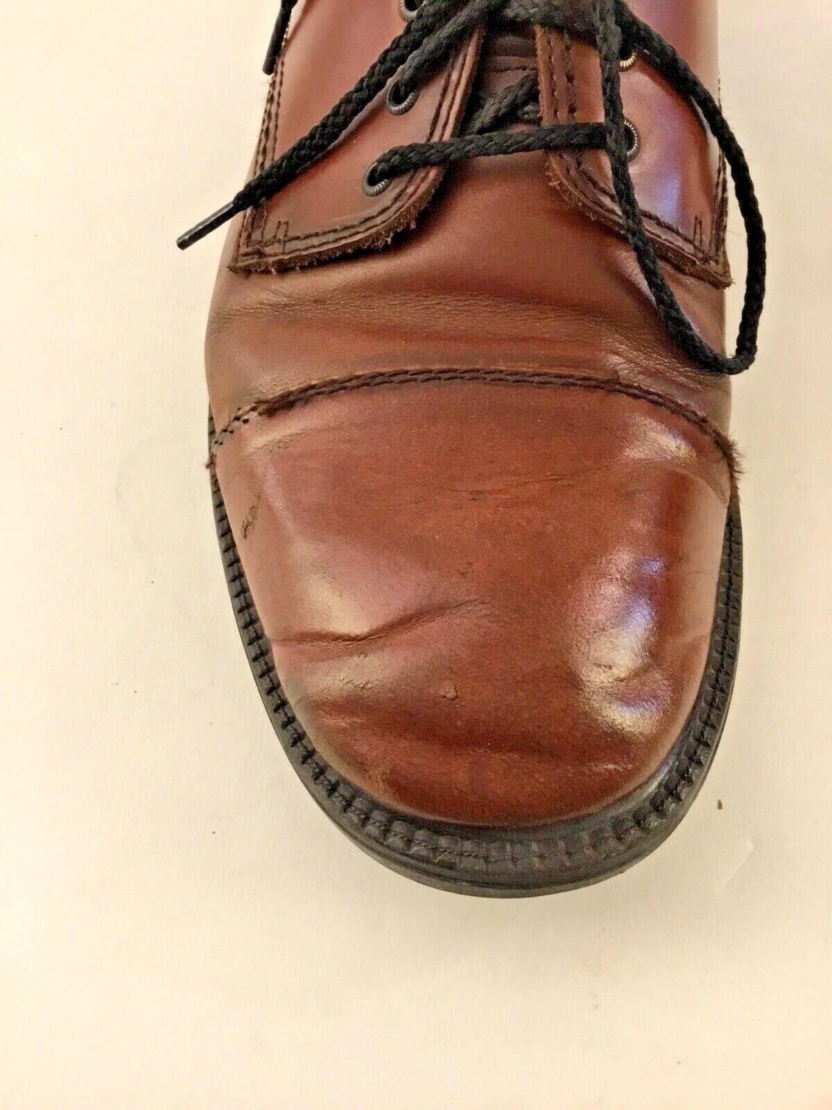 SAOLA Scarpa Oxford Dockers da uomo in pelle marrone con lacci e punta a cappuccio taglia 10