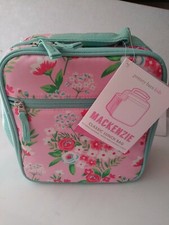 Pottery Barn LUNCH BOX BAG Bouquet Floral Teal Pink Mackenzie Classic NWT