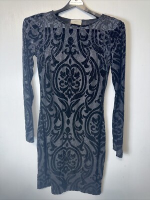 Mystic Fitted Long Sleeve Velvet Shimmer Witchy Goth Dress Medium