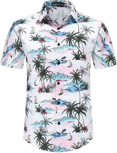 DOOPCCOR Hawaiian Shirt For Men – Short Sleeve Button-Down, Printed Retro Beach Shirt, Quick-Dry Fabric