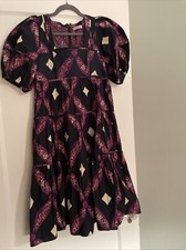 Ulla Johnson Nora Cotton Poplin Quilted Puff Sleeve Tiered Dress  Size 2