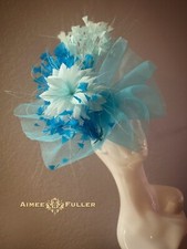 Aimee Fuller Turquoise Fascinator Baby Blue Kentucky Derby Hat Del Mar Ascot