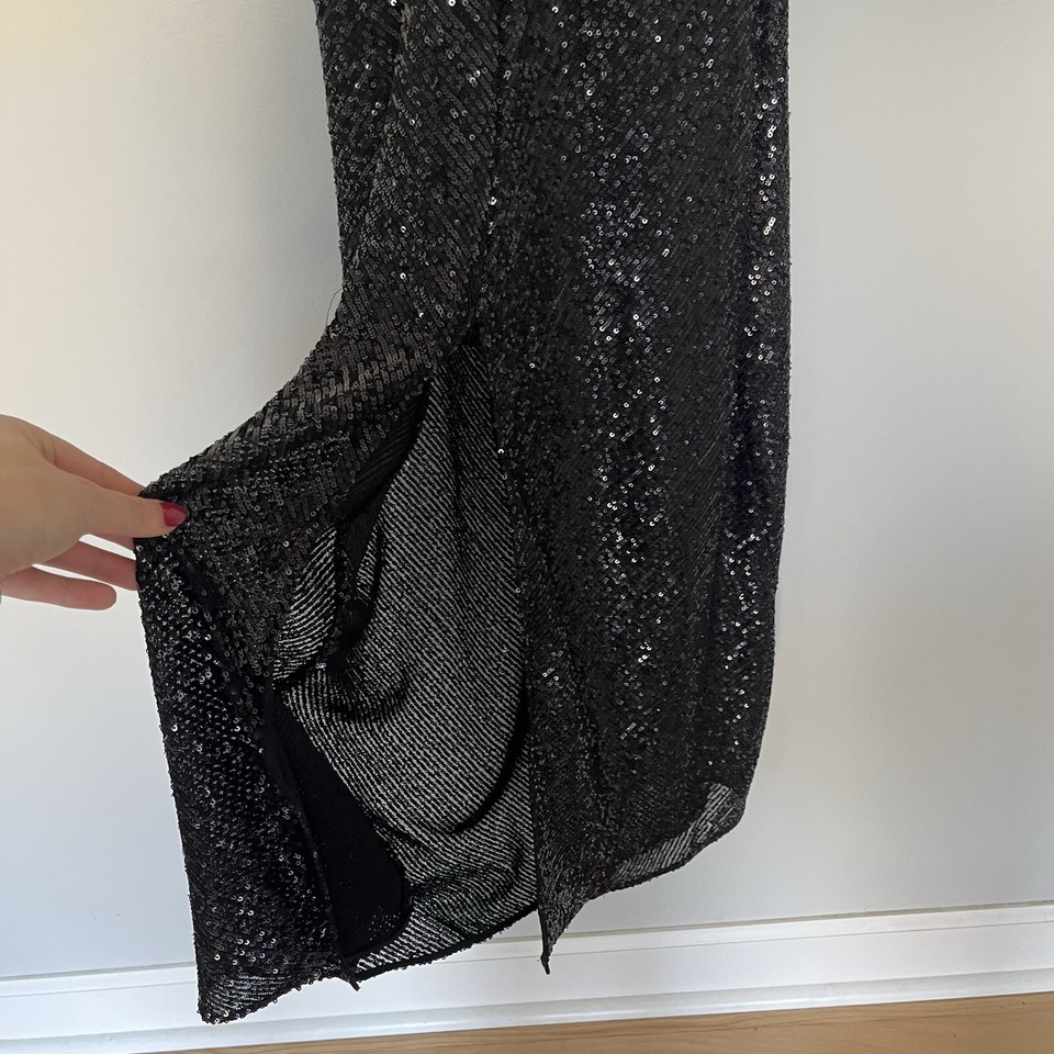 Zara Black Sequin Formal Dress Gown Size Medium eBay