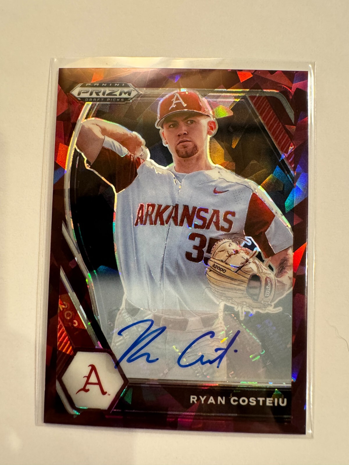 2021 Prizm Draft Picks Ryan Costeiu Purple Ice Auto /12 Angels #15 Prospect