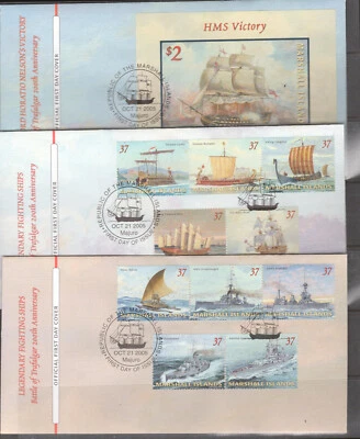 2005 Set of 6 FDCs - Marshall Islands - Scott# 868-69 Ships set of 25 stamps - Image 1 of 2