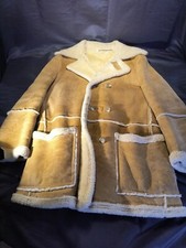 Vintage Mens Shearling Sheepskin Leather "Marlboro Man" Jacket Double-breasted M