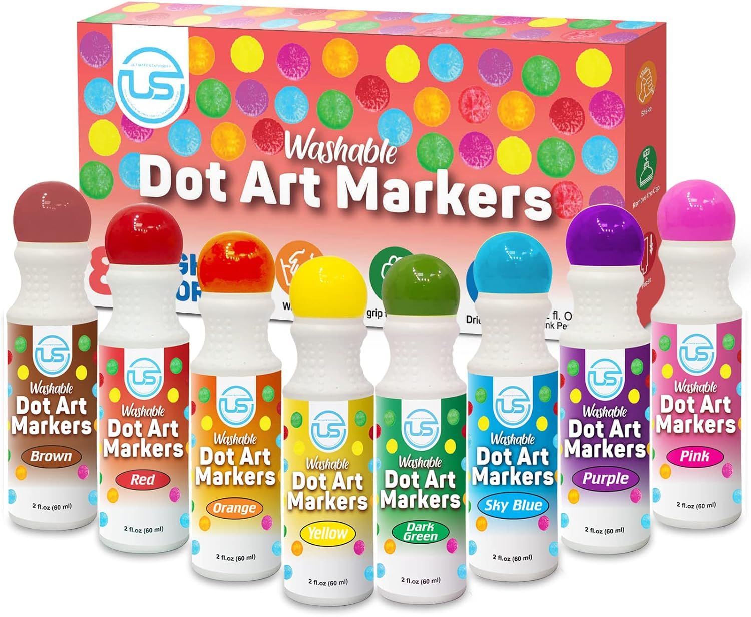Dot Markers, Bingo Daubers, Washable 8 Colors Dot Markers for Toddlers and Kids-image