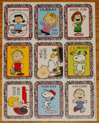 EUREKA PEANUTS GANG REWARD STICKERS~CHARLIE BROWN~SNOOPY~LUCY~LINUS~SALLY+