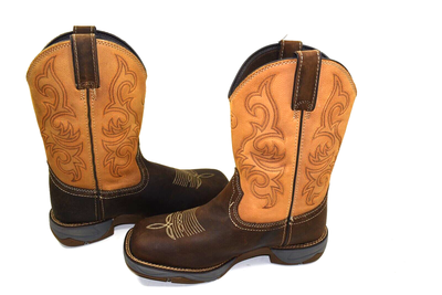 Tony Lama Men's Dusty Junction Steel Toe Work Boots – 11" Shaft, Tan Leather, Roper Heel - View #11