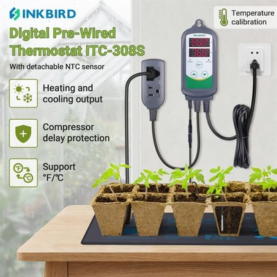 INKBIRD Pre-wired Digital Thermostat Plant Germination Heating Cooling Control
