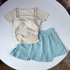 Women's Yoga Set Tennis Skirt Fitness Set Sports Skirt Pants Running skirt set Y