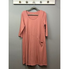 Pure Jill Dress Womens Small Pink Easy Knit Seamed 3/4 Sleeve Pocket Coastal