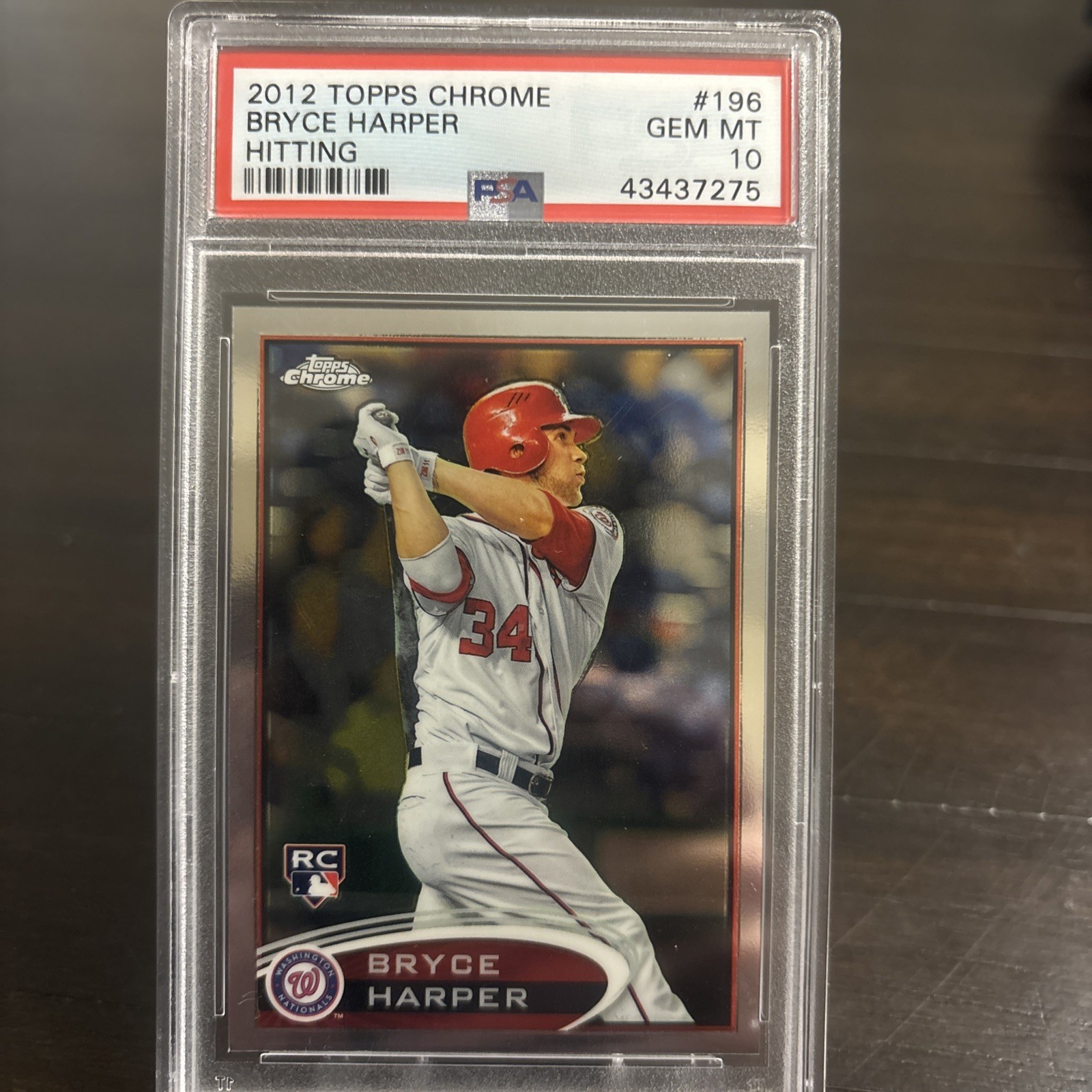 2012 Topps Chrome - Bryce Harper #196 Batting Rookie Card PSA 10 Gem Mint