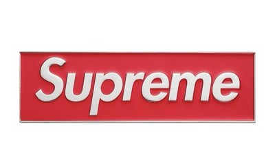 Supreme Chrome adhesive car emblem with enamel filled logo. 7.5