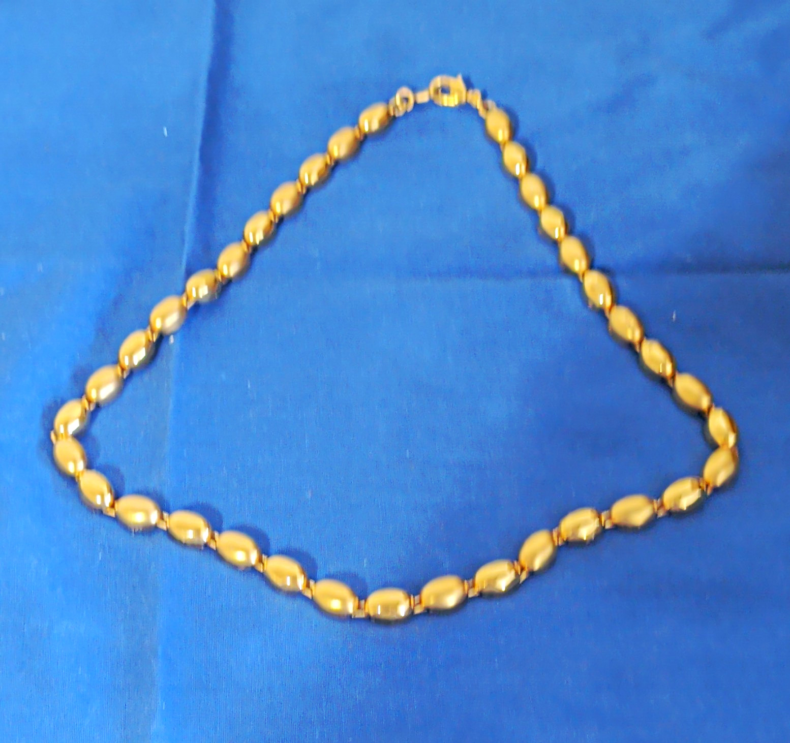 Gold Tone Oval Link Chain Necklace, Metal, Lobster Clasp Closure, No Stone