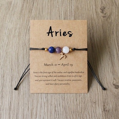 2x Sternzeichen Naturstein Armband Sternzeichen geflochten Geschenk UK