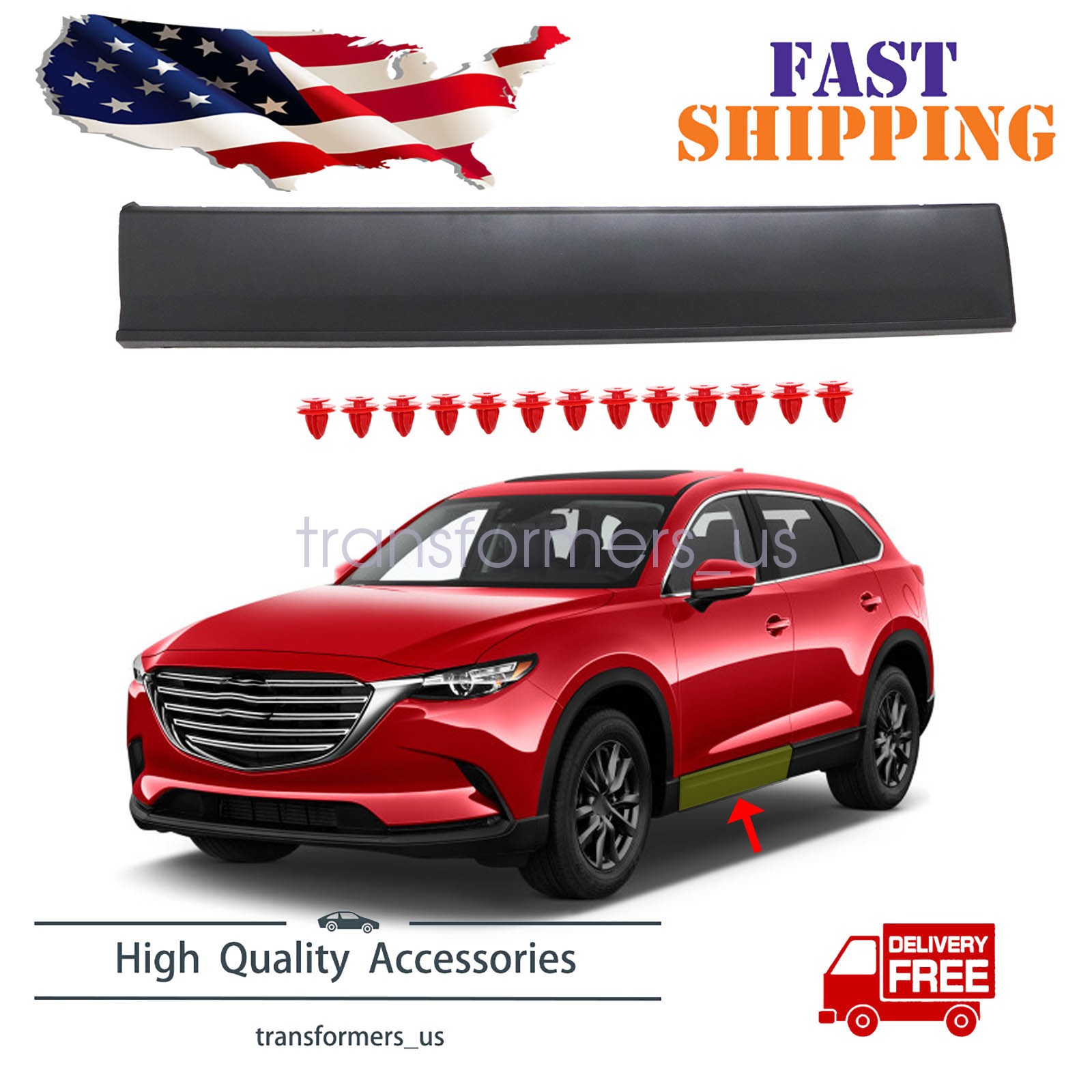 Front Left Driver Side Door Lower Molding For Mazda CX-9 2016-2023 TK4851RB0B