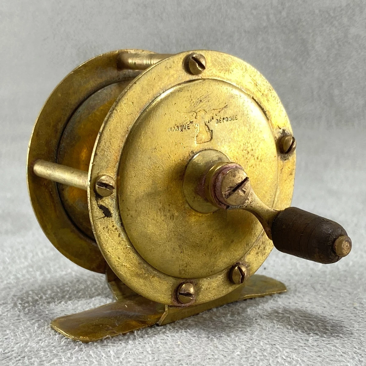 Antique Vintage Small Brass Fly Reel Made in England Brass Fishing