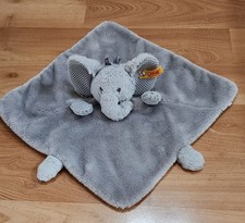 Steiff Elephant Lovey Security Blanket Soft with ear tag SPOTLESS 11x11"