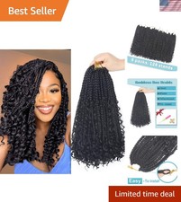 Curly Ends Goddess Crochet Hair Extensions - 8 Packs, 14 Inch, Gorgeous 1B Color