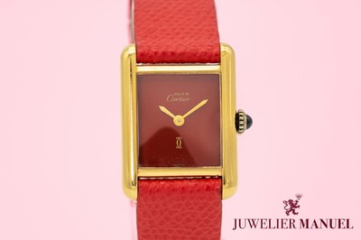 Cartier Tank Must De Cartier Lady Very Rare Red Dial Manual Winding