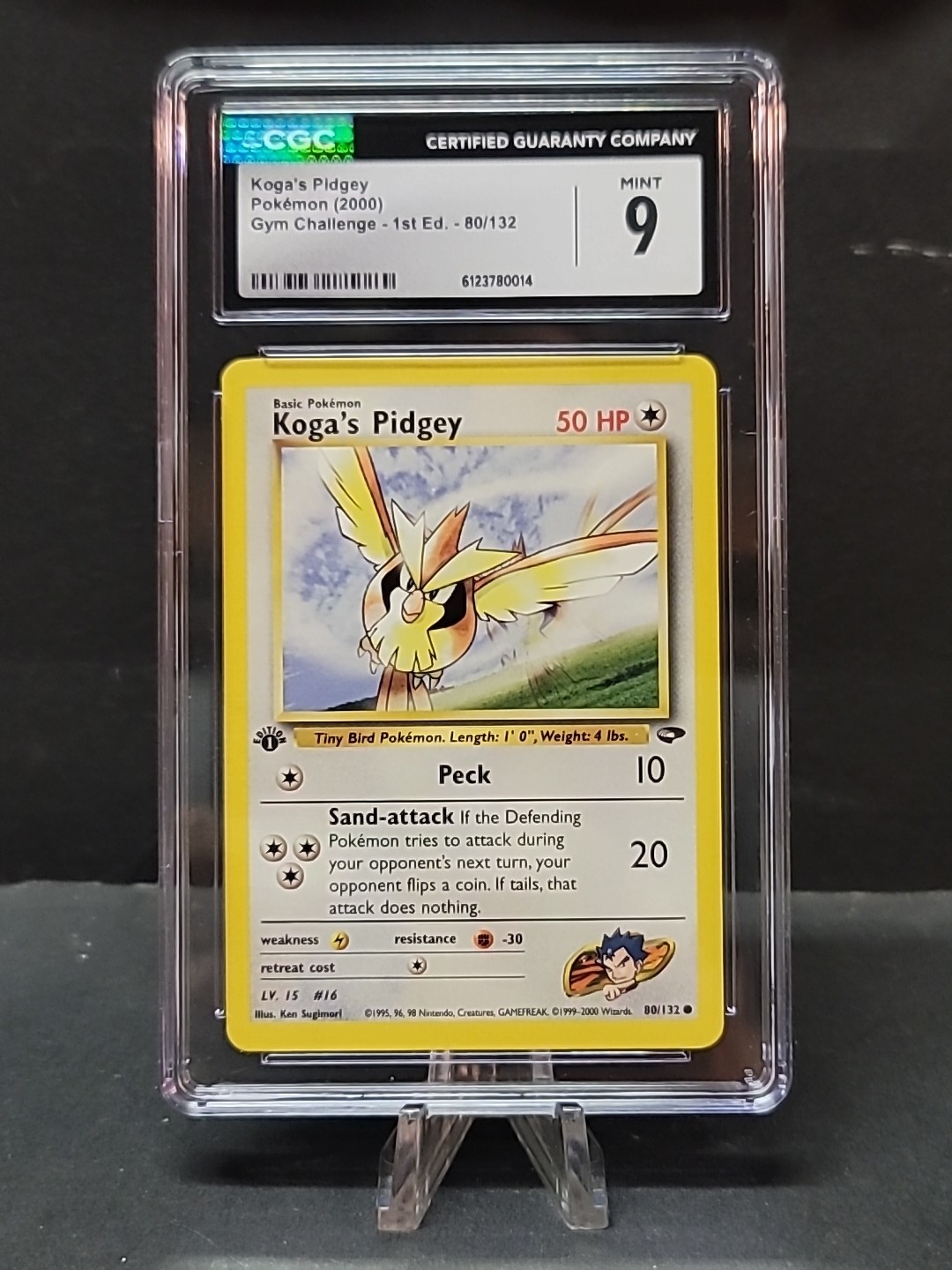CGC 9 MINT 2000 Pokémon Gym Challenge #80 Koga's Pidgey 1st Edition