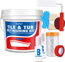 White Tile Paint, 1000G Tub and Tile Refinishing Kit with Tools and Hardener - B