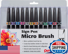 Pentel Arts Sign Pen Micro Brush Tip, Assorted Colors A/B/C/D/E/F/G/N/P/S/V/Y ,