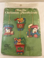 Bucilla Jeweled Holiday Santas Express Ornaments Kit 3390 Felt Christmas Vintage