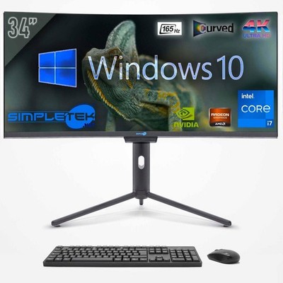 Aio All In One I7 34'' Curved 4k Gaming Win10 GPU GTX1660 16GB 2TB Editing PC