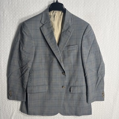 Hart Schaffner Marx 44R Regular Fit Blue Gingham Check Plaid Sport Coat Custom
