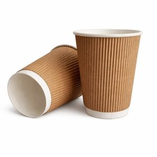 Brown Ripple Disposable Coffee Cups 12oz | Bulk Packs 100pcs Without Lids