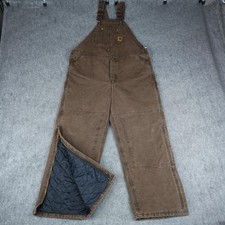 VTG Carhartt Bib Overalls Mens 44x32 Chestnut Quilt Lined Duck R27 CHT Sandstone