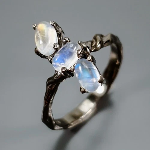Gemstone Natural Moonstone Ring 925 Sterling Silver Size 5 /R441175
