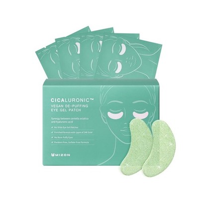 MIZON Cicaluronic Vegan De-puffing Eye Gel Patch, 24K 2.41 Fl Oz (Pack of 1)