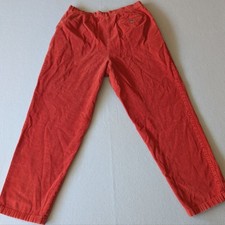 Vintage L.L.Bean Women's Size 14 Orange Corduroy Pleated High Waisted Pants