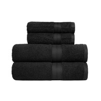 Handtuch Set 100% Baumwolle SaugfäHig 2 BadetüCher 2 HandtüCher Schwarz 4-Teilig