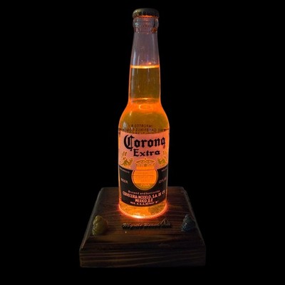 Corona Extra Beer Bottle Table Lamp Accent Tested Works Wood Base Mancave Fl