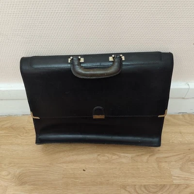 Serviette / Porte-documents Le Tanneur Cuir Noir - Made in France Vintage - Photo 1/4
