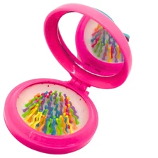 Small Folding Pocket Hair Brush with Mirror – Compact Detangling, Massage Comb f