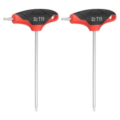 2 Stück T Griff Torx Schlüssel T15 S2 Stahl Torx Schraubendreher Rot Schwarz