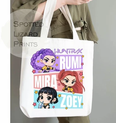 SPOTTED LIZARD PRINTS Kpop demon hunters tote bag, Kpop Demon Hunters Kids Bag, Kpop Shoulder bag