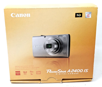 Vintage Canon PowerShot A2400 IS HD Silver 16 MP 5X Optical Zoom