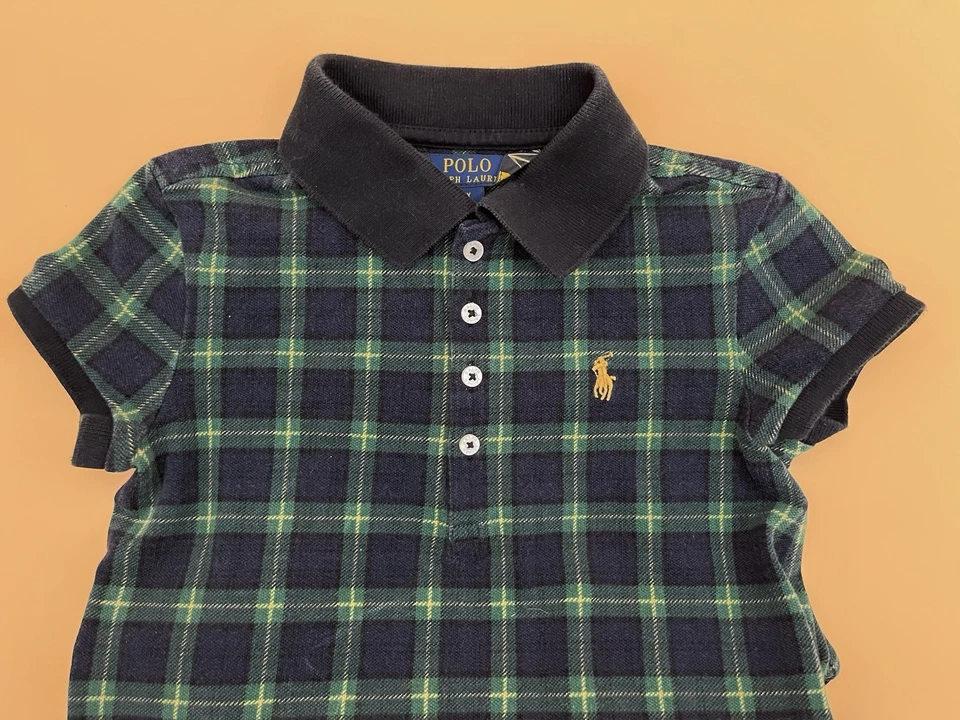 Polo Ralph Lauren Girls 6X Green Plaid Holiday Party Shirt Dress Preppy Tartan - Image 2 of 4