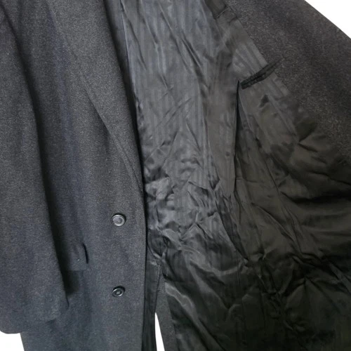 Vintage 1950s Chesterfield Overcoat 40r Bespoke Charcoal Wool Velvet image 8