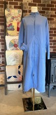 L.L. Bean Housecoat Robe Womens Small Blue Full Zip Long Sleeve Below Knee