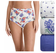 Women Jockey 3-Pack Elance Briefs Blue - Floral 100 Cotton Comfort Underwear