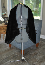 VINTAGE GENUINE REAL BLACK MINK FUR STOLE WRAP SHAWL 66" x 22" READ 