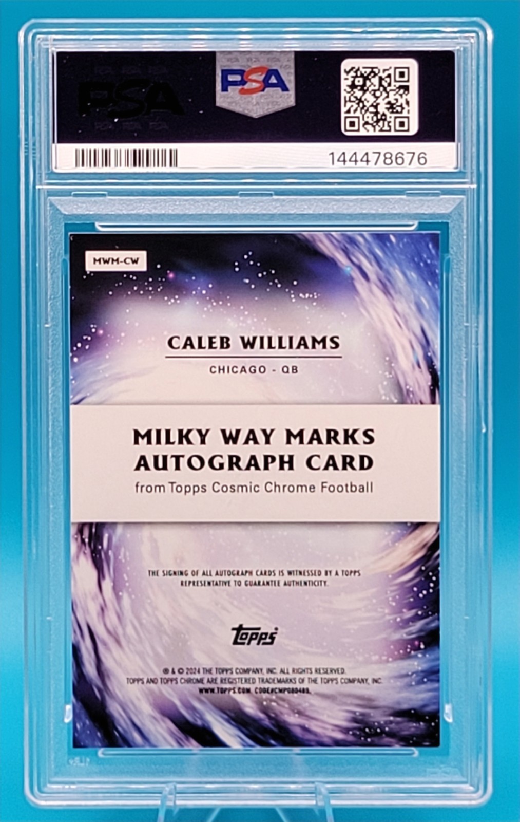 2024 Topps Cosmic Chrome Milky Way Marks Caleb Williams /75 (AU, RC) PSA 9 view 2